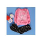 بجامة شتوية قطعتين للأطفال لون زهري وأسود من Sami Boutique