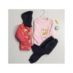 ⁦بجامة شتوية قطعتين للأطفال لون زهري و كحلي من Sami Boutique⁩ - الصورة ⁦3⁩