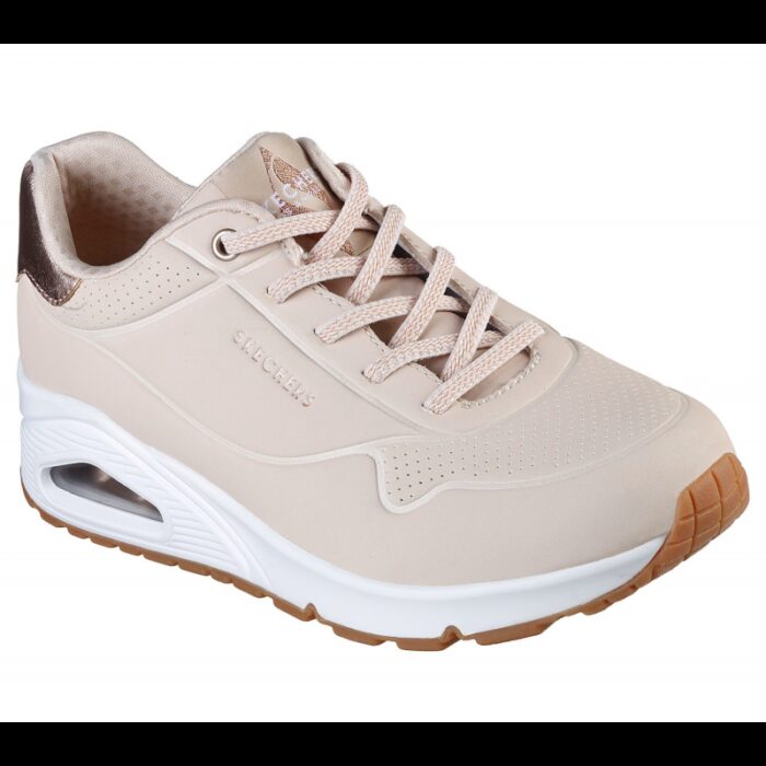 103377792_67de0ec163008 Skechers Women's Uno - Shimmer Away Shoes - حذاء سكيتشرز أونو - شيمر اويه للنساء لون بيج - الصورة 1