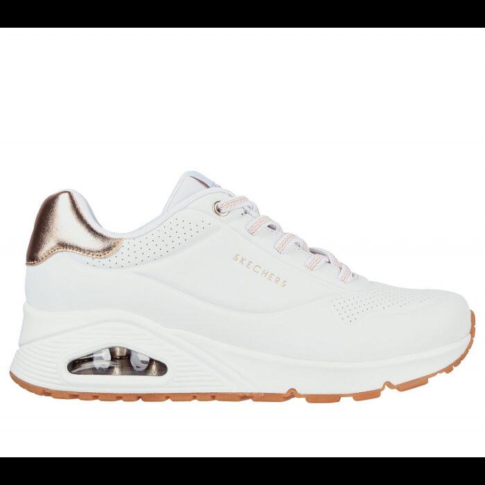 ⁦Skechers Women's Uno - Shimmer Away Shoes - حذاء سكيتشرز أونو - شيمر اويه للنساء لون ابيض⁩ - الصورة ⁦2⁩