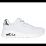 ⁦Skechers Women's Uno - Shimmer Away Shoes - حذاء سكيتشرز أونو - شيمر اويه للنساء لون فضي وأبيض⁩ - الصورة ⁦2⁩