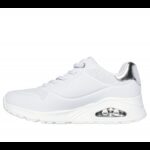 ⁦Skechers Women's Uno - Shimmer Away Shoes - حذاء سكيتشرز أونو - شيمر اويه للنساء لون فضي وأبيض⁩ - الصورة ⁦6⁩