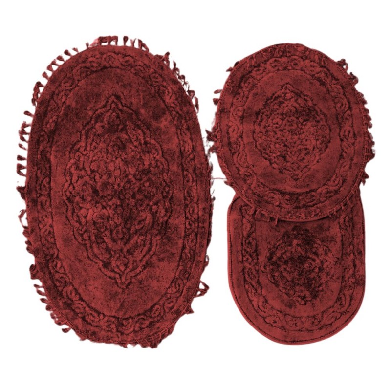 ⁦طقم حمام 3 قطع لون أحمر ثقيل⁩ - الصورة ⁦1⁩