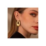 ⁦حلق ذهبي بتصميم حلقة⁩ - الصورة ⁦3⁩