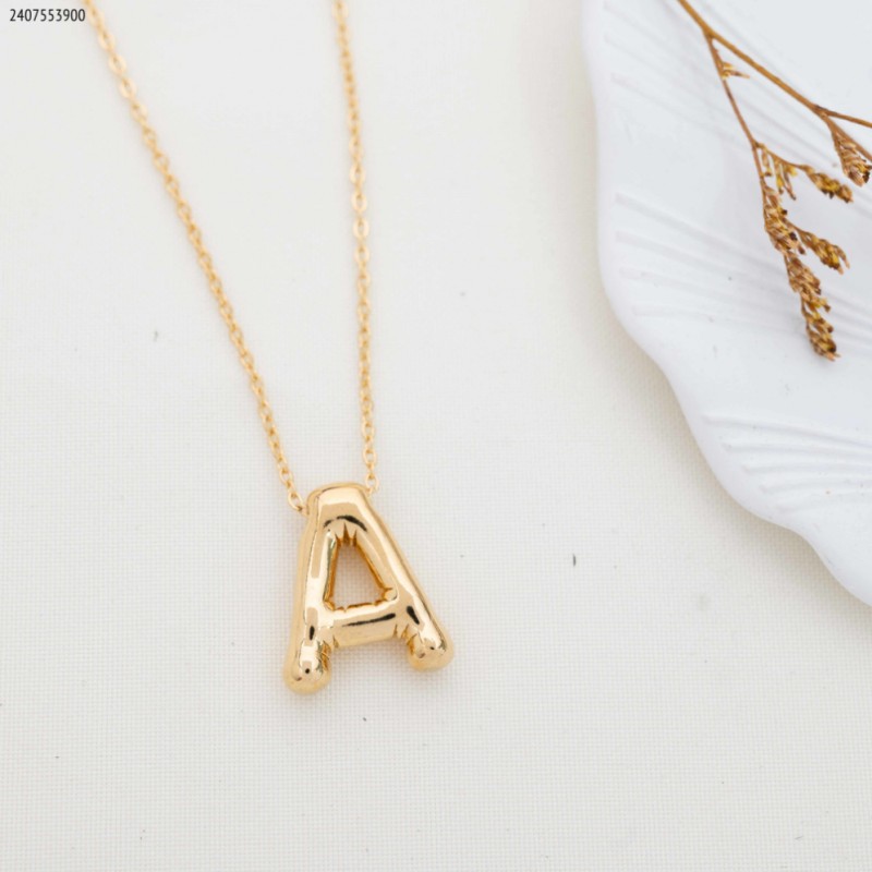 103377923_67de0fd486ce8 سلسال ذهبي بتصميم حرف A منفوخ حجم وسط - الصورة 1