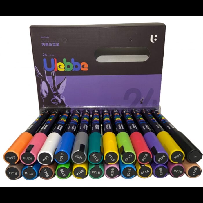 ⁦أقلام تحديد أكريليك من شركة أوليبي 24 لونًا⁩ - الصورة ⁦3⁩