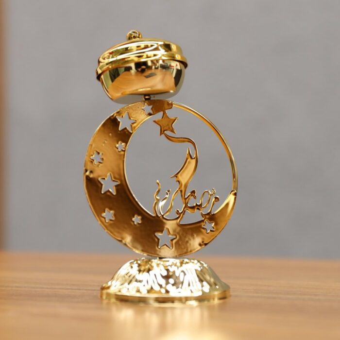 ⁦مبخرة معدنية بتصميم هلال رمضان لونه ذهبي⁩ - الصورة ⁦4⁩