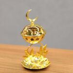 ⁦مبخرة معدنية بغطاء بتصميم هلال لون ذهبي⁩ - الصورة ⁦6⁩