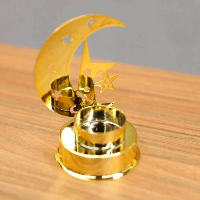 ⁦مبخرة معدنية بتصميم هلال رمضان لون ذهبي⁩ - الصورة ⁦2⁩