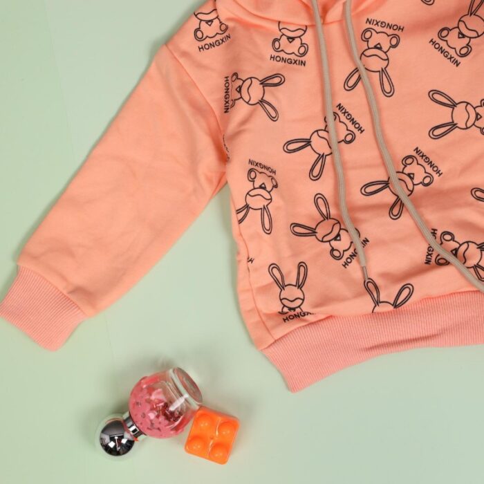 ⁦هودي فوتر للأطفال لون برتقالي فاتح⁩ - الصورة ⁦3⁩