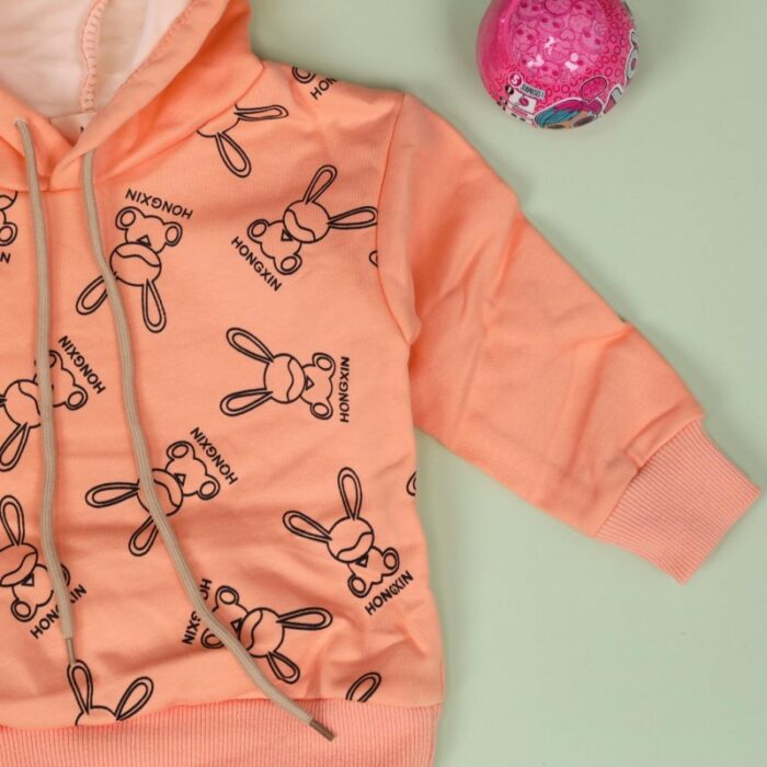 ⁦هودي فوتر للأطفال لون برتقالي فاتح⁩ - الصورة ⁦4⁩