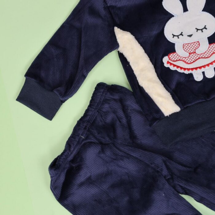 ⁦بجامة بتصميم طاقية (قطعتين) للأطفال لون كحلي⁩ - الصورة ⁦3⁩