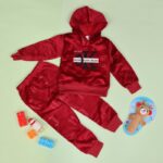 ⁦بجامة بتصميم طاقية (قطعتين) للأطفال لون خمري⁩ - الصورة ⁦3⁩