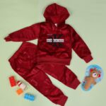 ⁦بجامة بتصميم طاقية (قطعتين) للأطفال لون خمري⁩ - الصورة ⁦5⁩