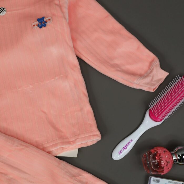 ⁦بجامة بطاقية (قطعتين) للأطفال لون زهري⁩ - الصورة ⁦7⁩