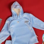 ⁦بجامة مبطنة بطاقية (قطعتين) للأطفال لون أزرق⁩ - الصورة ⁦3⁩