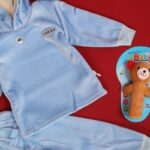 ⁦بجامة مبطنة بطاقية (قطعتين) للأطفال لون أزرق⁩ - الصورة ⁦5⁩