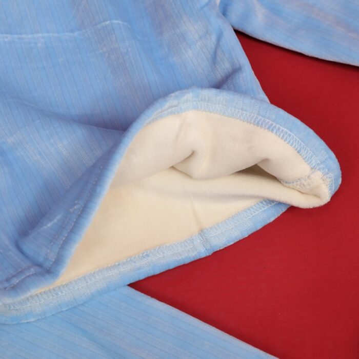 ⁦بجامة مبطنة بطاقية (قطعتين) للأطفال لون أزرق⁩ - الصورة ⁦7⁩