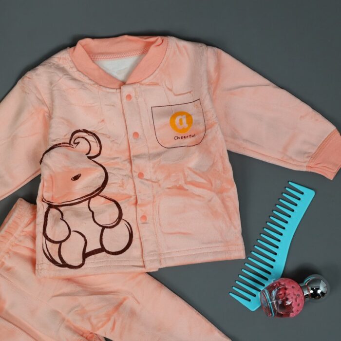 ⁦بجامة (قطعتين) للأطفال لون برتقالي فاتح⁩ - الصورة ⁦3⁩