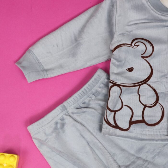 ⁦بجامة مبطنة (قطعتين) للأطفال لون أزرق⁩ - الصورة ⁦4⁩