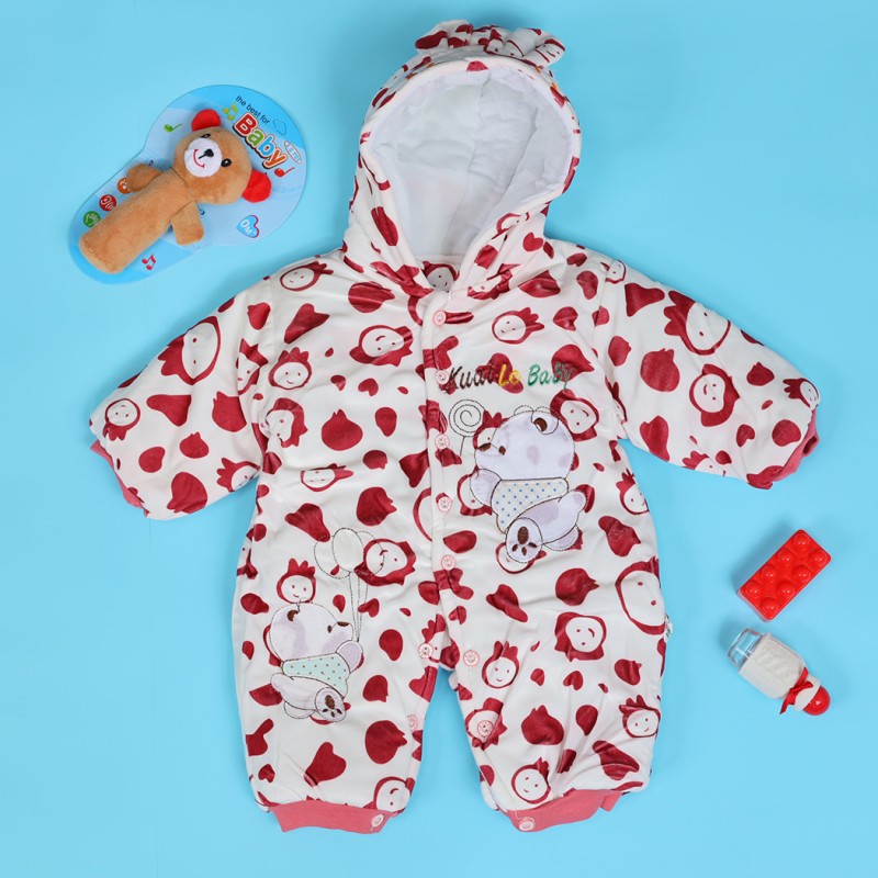 ⁦تبان بيبي مبطن لون أبيض برسومات وجه أحمر⁩ - الصورة ⁦1⁩