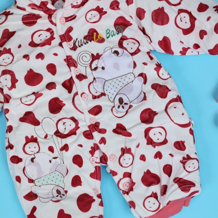 ⁦تبان بيبي مبطن لون أبيض برسومات وجه أحمر⁩ - الصورة ⁦2⁩