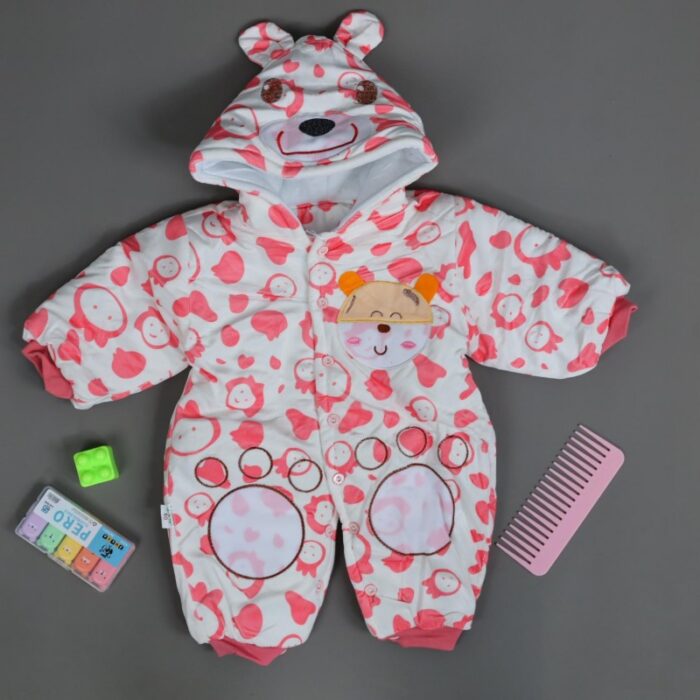 ⁦تبان بيبي مبطن لون أبيض برسومات وةجه فوشي⁩ - الصورة ⁦2⁩