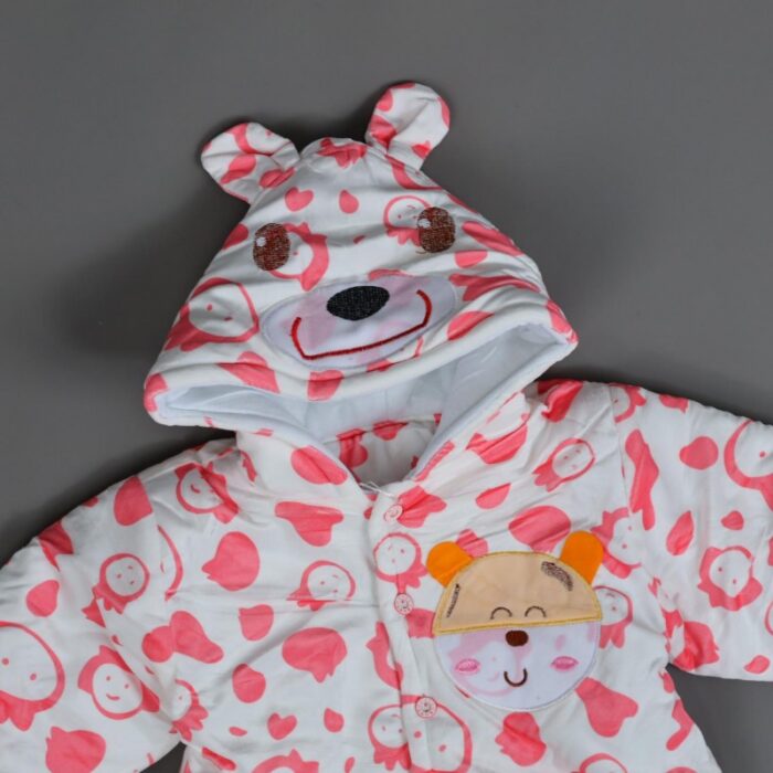 ⁦تبان بيبي مبطن لون أبيض برسومات وةجه فوشي⁩ - الصورة ⁦3⁩