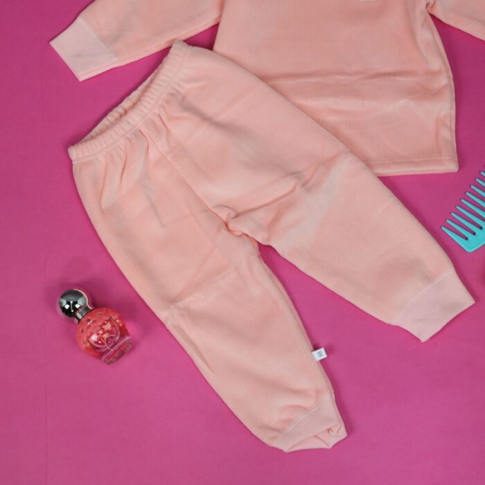 ⁦بجامة مبطنة (قطعتين) للأطفال لون زهري⁩ - الصورة ⁦2⁩