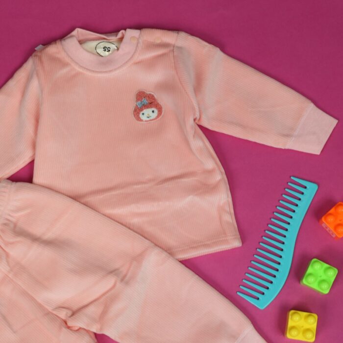 ⁦بجامة مبطنة (قطعتين) للأطفال لون زهري⁩ - الصورة ⁦3⁩