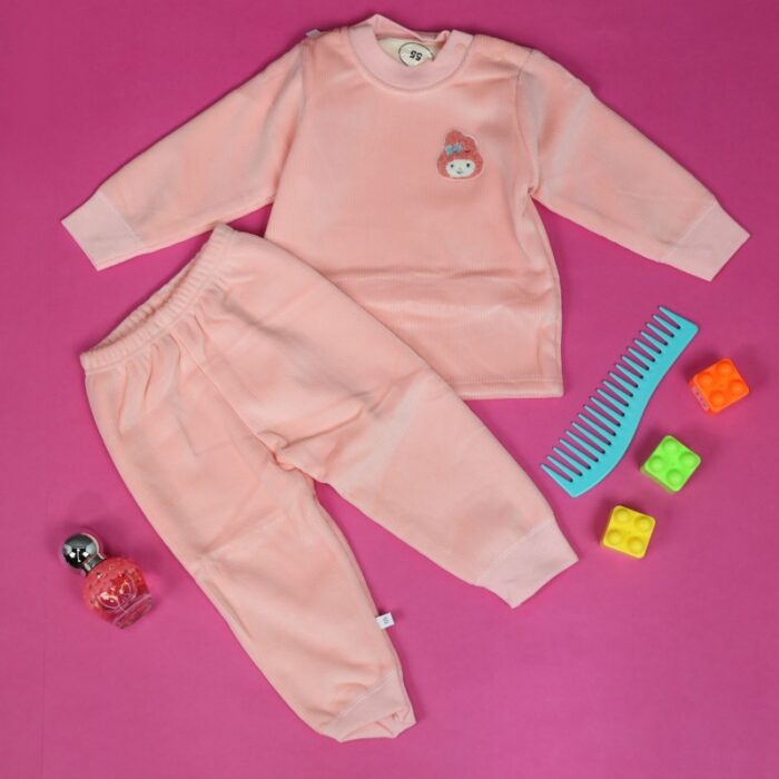 ⁦بجامة مبطنة (قطعتين) للأطفال لون زهري⁩ - الصورة ⁦4⁩