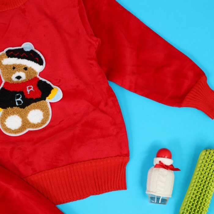 ⁦بجامة (قطعتين) للأطفال لون احمر⁩ - الصورة ⁦4⁩