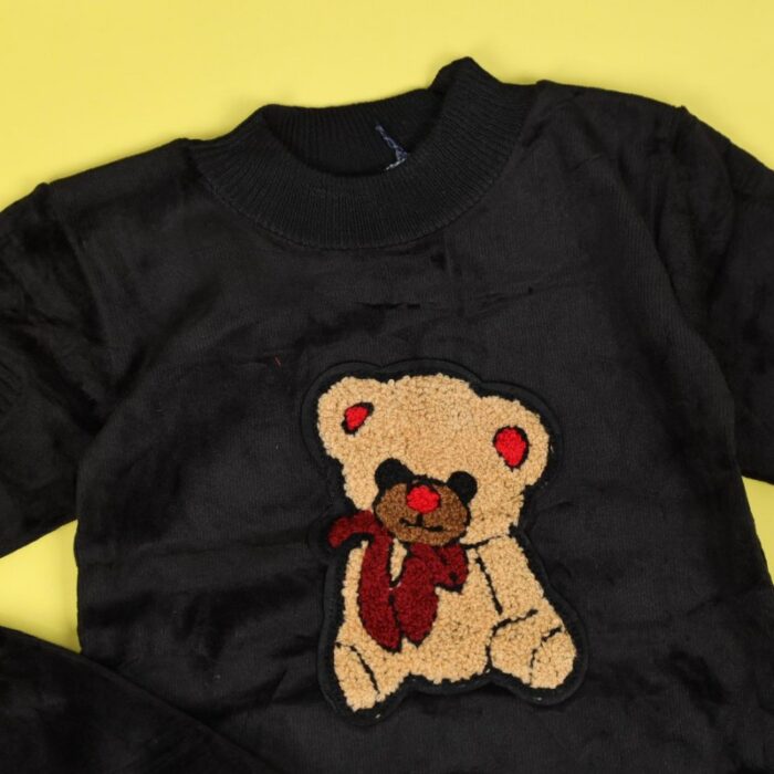 ⁦بجامة بتصميم رسوم الدب (قطعتين) للأطفال لون اسود⁩ - الصورة ⁦7⁩