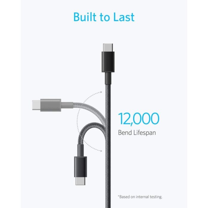 ⁦ANKER Durable Braided Fast-Charging USB-C to USB-C Cable 60W 3.3 Ft ( 1 M )⁩ - الصورة ⁦4⁩