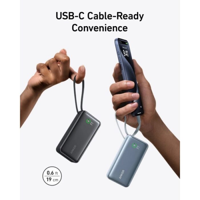 ⁦ANKER Lightweight with Built-in USB-C Cable 10000mAh 30W Nano Power Bank⁩ - الصورة ⁦5⁩