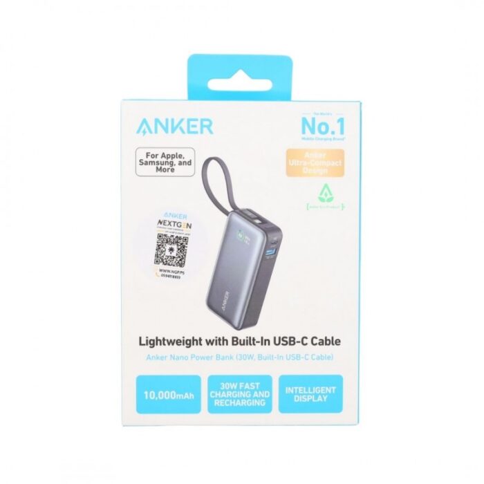 ⁦ANKER Lightweight with Built-in USB-C Cable 10000mAh 30W Nano Power Bank⁩ - الصورة ⁦7⁩