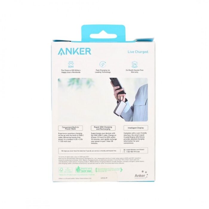 ⁦ANKER Lightweight with Built-in USB-C Cable 10000mAh 30W Nano Power Bank⁩ - الصورة ⁦8⁩