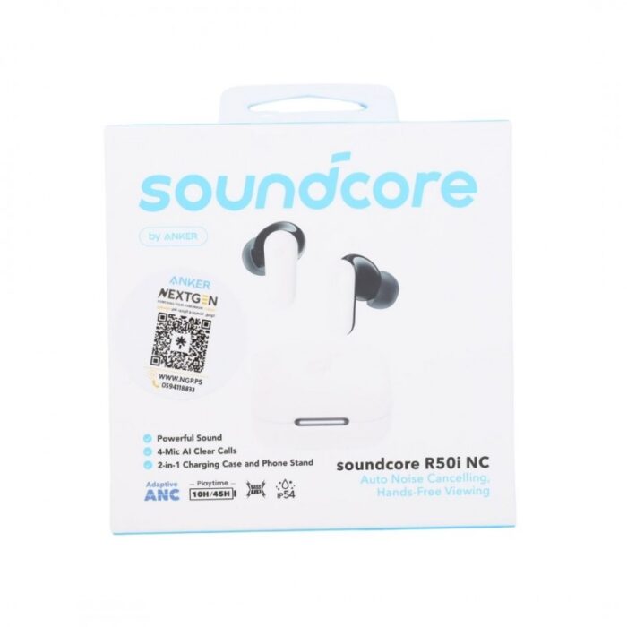 ⁦soundcore by ANKER R50i NC Auto Noise Cancelling Hands-Free Viewing Wireless Earbuds ( White )⁩ - الصورة ⁦5⁩