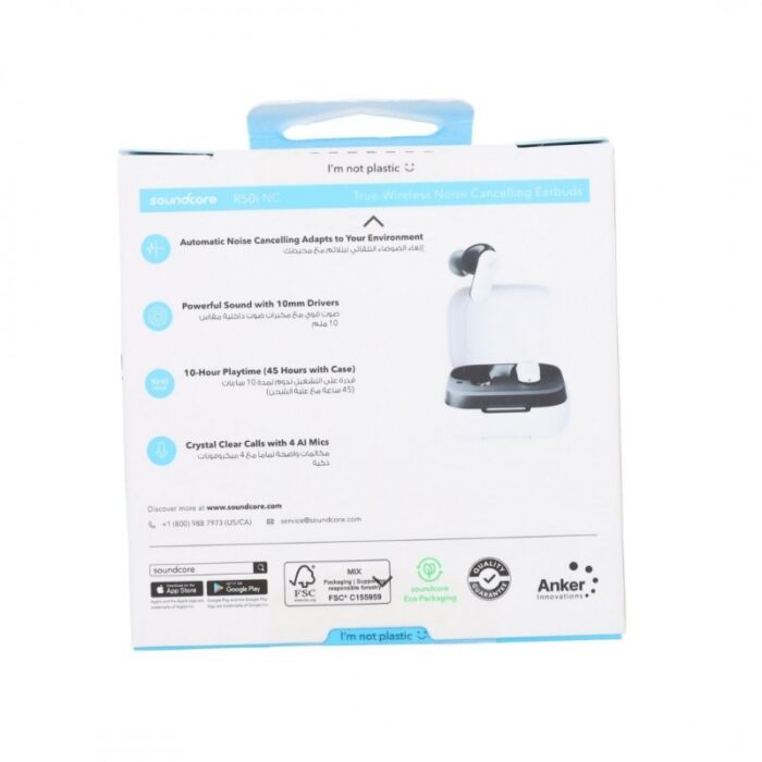 ⁦soundcore by ANKER R50i NC Auto Noise Cancelling Hands-Free Viewing Wireless Earbuds ( White )⁩ - الصورة ⁦6⁩