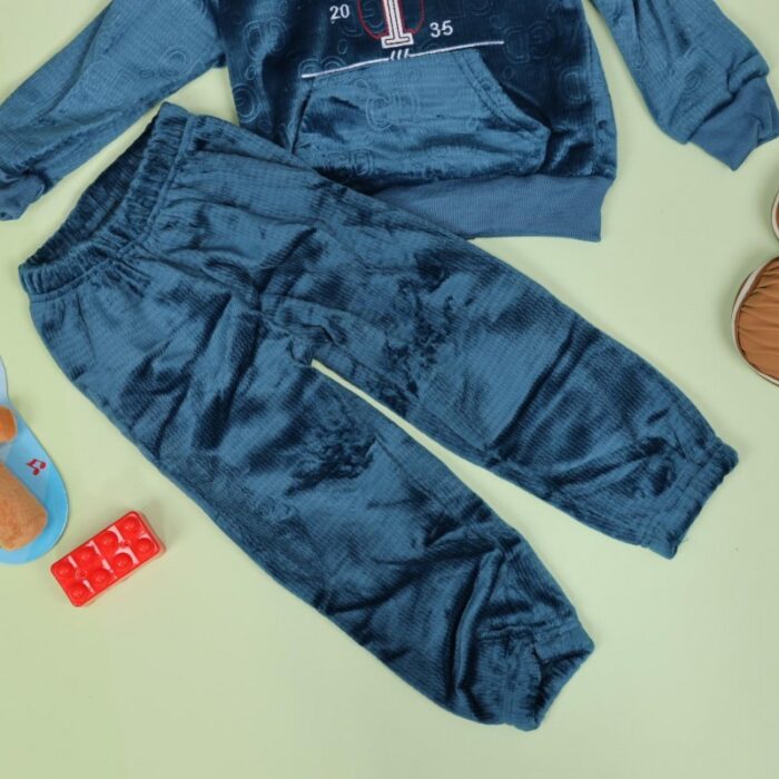 ⁦بجامة بطاقية (قطعتين) للأطفال لون كحلي⁩ - الصورة ⁦2⁩