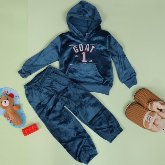 ⁦بجامة بطاقية (قطعتين) للأطفال لون كحلي⁩ - الصورة ⁦7⁩