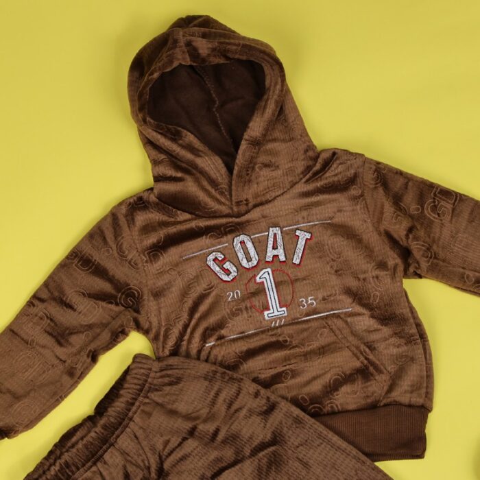 ⁦بجامة بتصميم رسوم الدب (قطعتين) للأطفال لون بني⁩ - الصورة ⁦3⁩