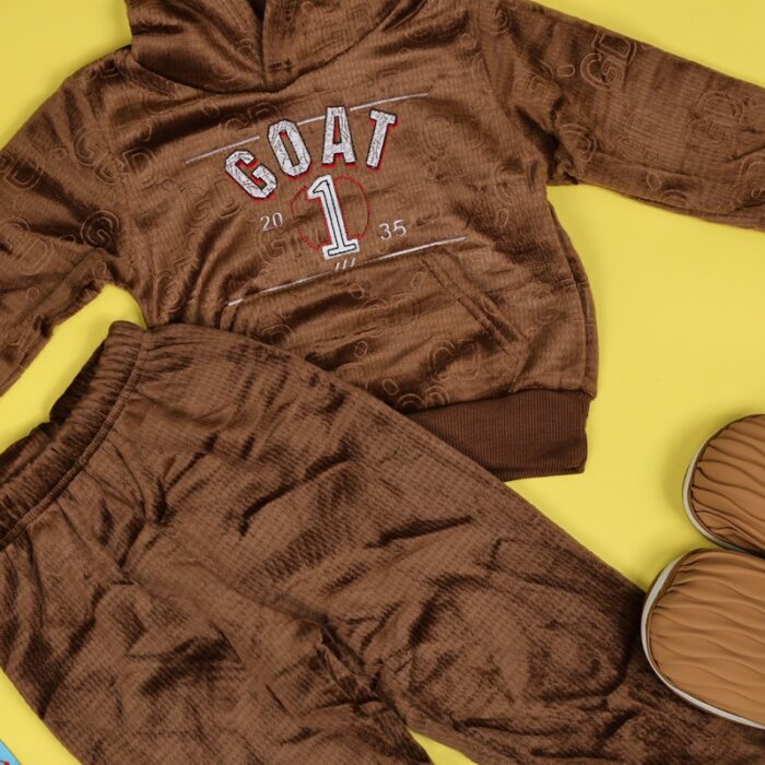 ⁦بجامة بتصميم رسوم الدب (قطعتين) للأطفال لون بني⁩ - الصورة ⁦4⁩