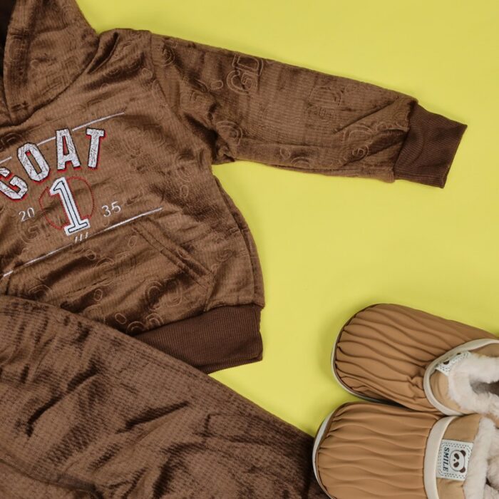 ⁦بجامة بتصميم رسوم الدب (قطعتين) للأطفال لون بني⁩ - الصورة ⁦5⁩
