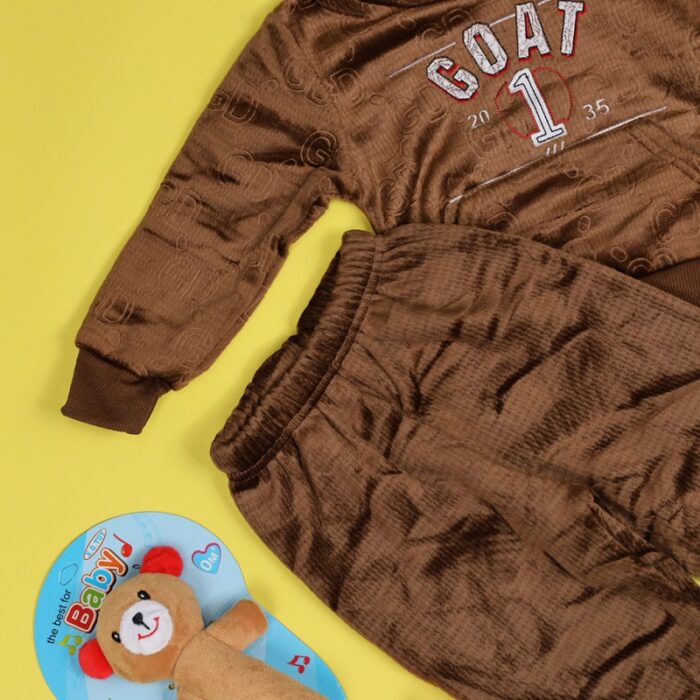 ⁦بجامة بتصميم رسوم الدب (قطعتين) للأطفال لون بني⁩ - الصورة ⁦6⁩