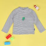 بلوزة بأكمام طويلة للأطفال لون ابيض واسود