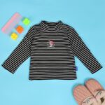 بجامة مخطط عرضي (قطعتين) للأطفال لون أسود