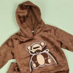⁦بجامة بتصميم رسوم الدب (قطعتين) للأطفال لون بني⁩ - الصورة ⁦4⁩