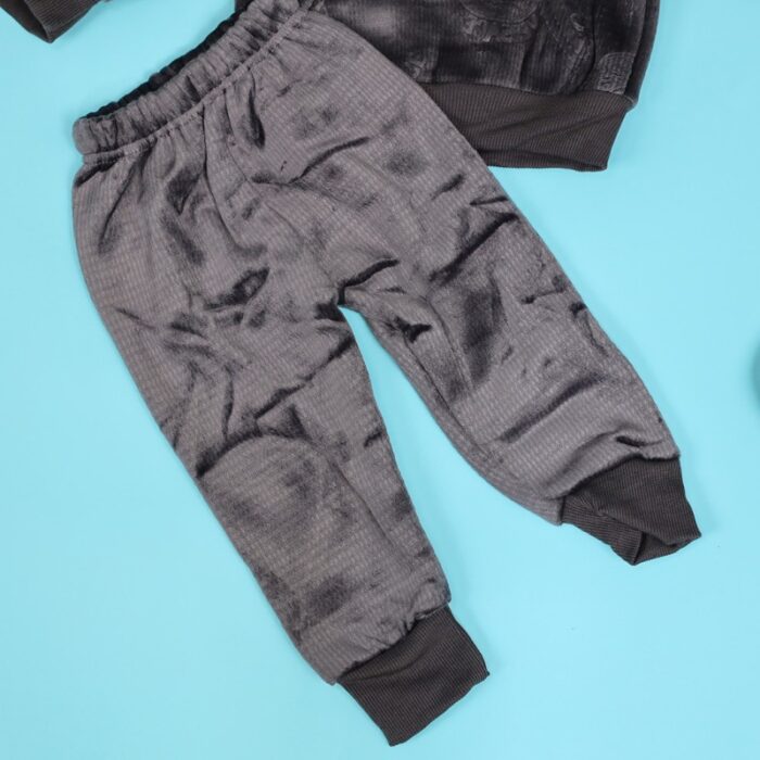 ⁦بجامة بطاقية (قطعتين) للأطفال لون رمادي⁩ - الصورة ⁦2⁩