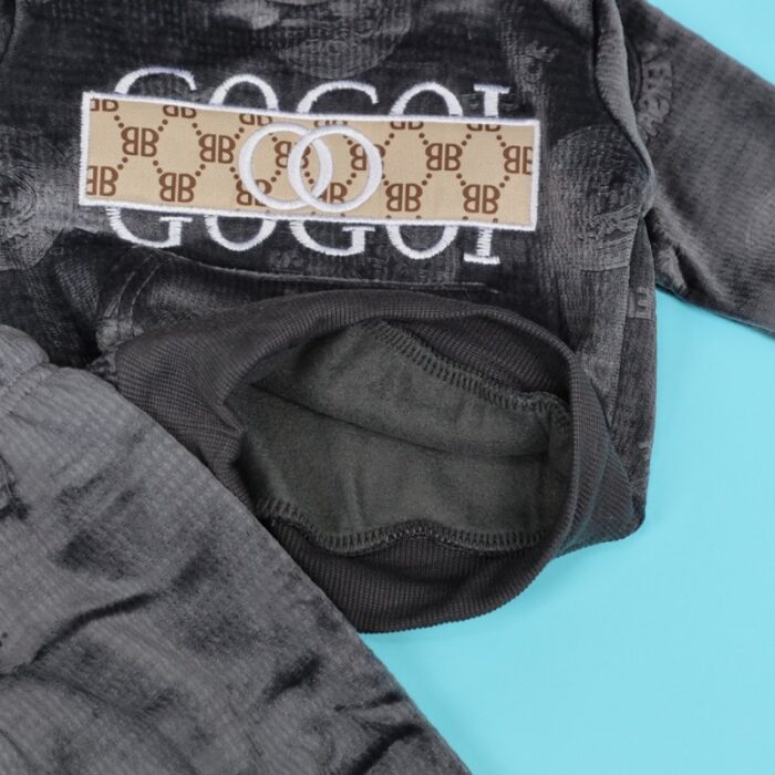 ⁦بجامة بطاقية (قطعتين) للأطفال لون رمادي⁩ - الصورة ⁦6⁩